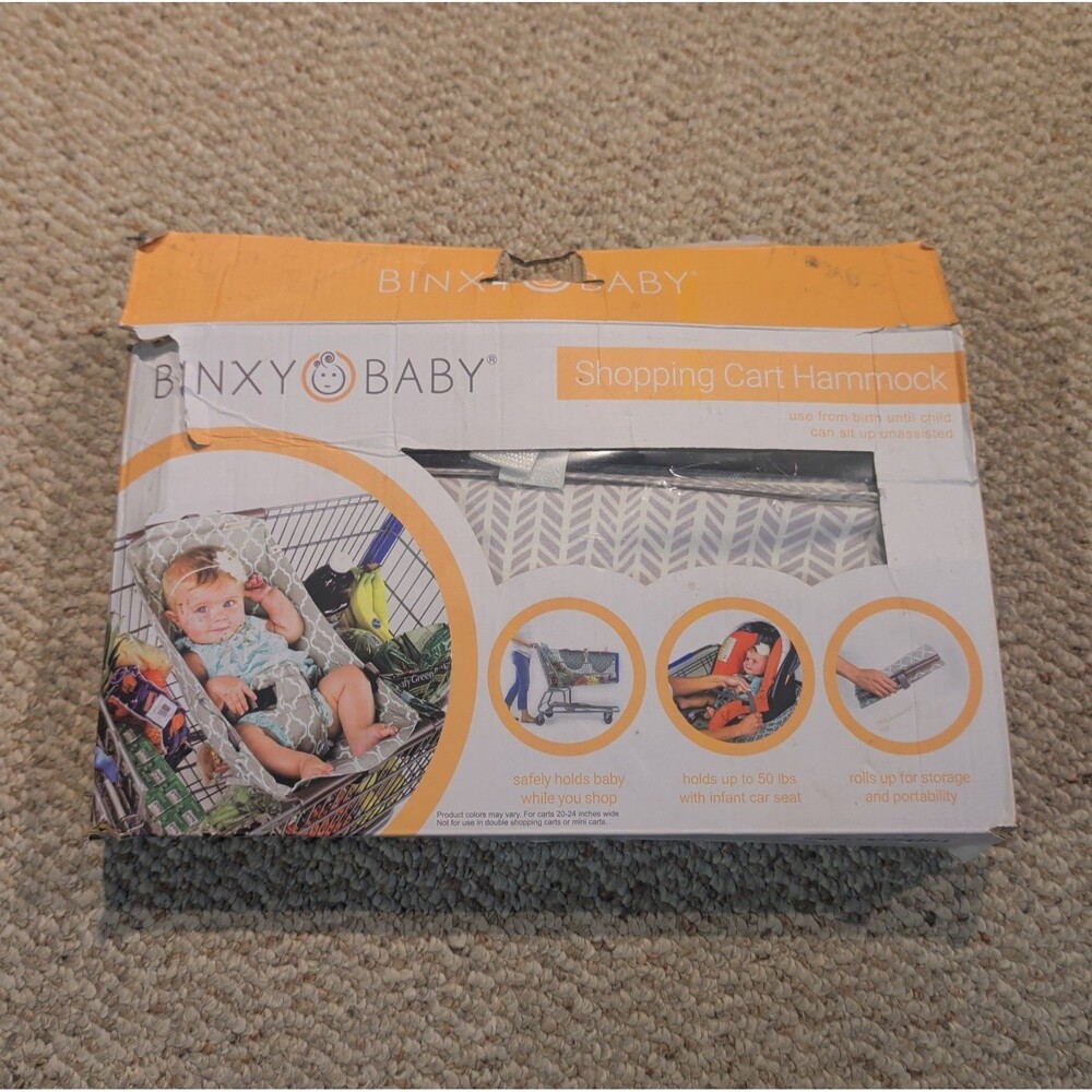 Binxy Baby Shopping Cart Hammock Gray White
